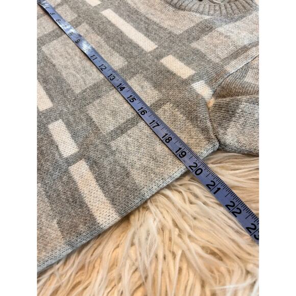 Banana Republic Womens Plaid Crew Neck Knit Sweater Casual Gray White Size Small - Picture 7 of 8